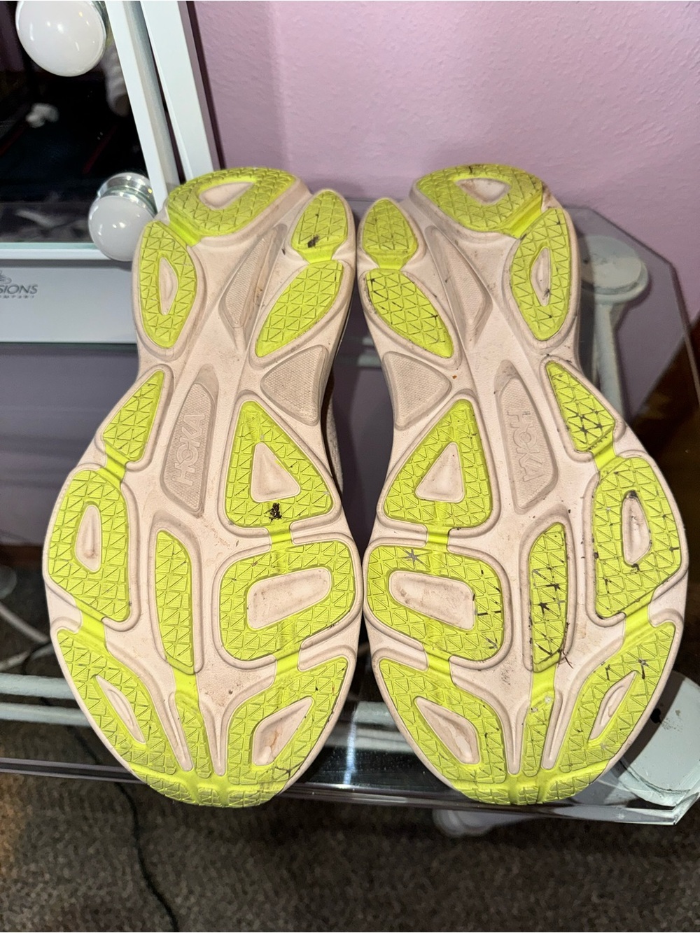 Hoka Women's Running Shoes - Peach with Yellow Accents - Picture 4 of 6